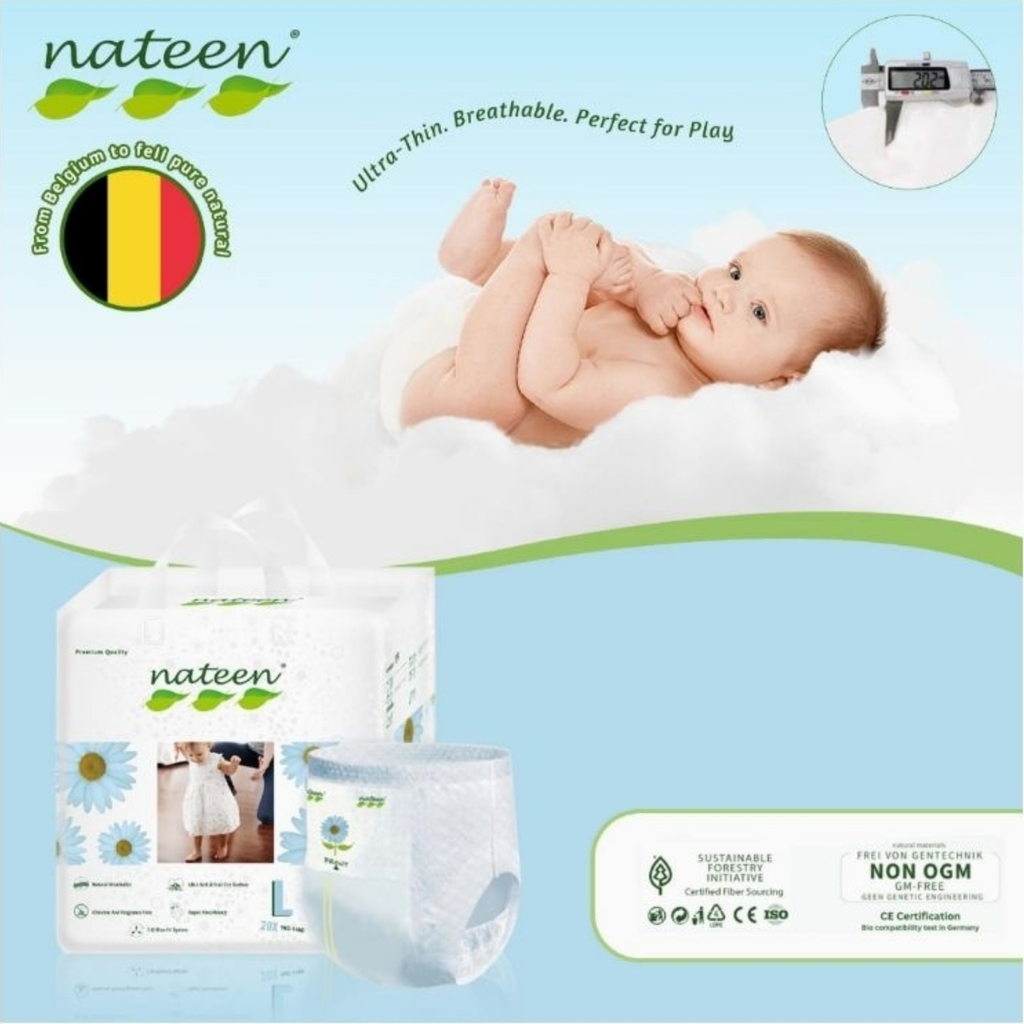 Nateen Premium Pants Diapers Medium (6–11 kg) – Soft & Protective, 20 pcs