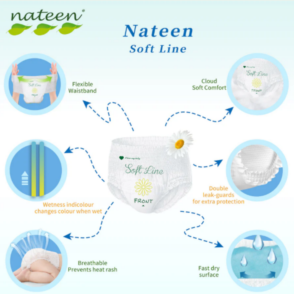 Nateen Softline Pants Diapers Large (9–14 kg) – Soft & Comfortable Fit