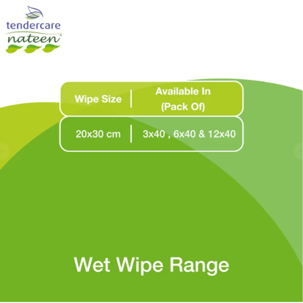 Nateen Adult Wipes Gentle Care – 40 Sheets, Extra-Large & Thick with Aloe Vera and Jasmine