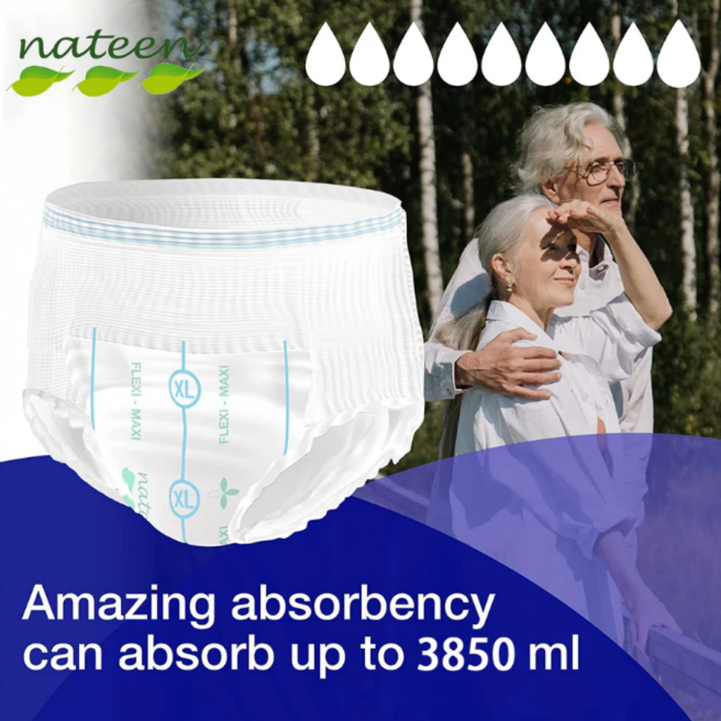 Nateen Flexi Maxi Pull-Ups – Clothlike Backsheet, Wetness Indicator, Leak Guard, Elastic Waistband & High Absorbency
