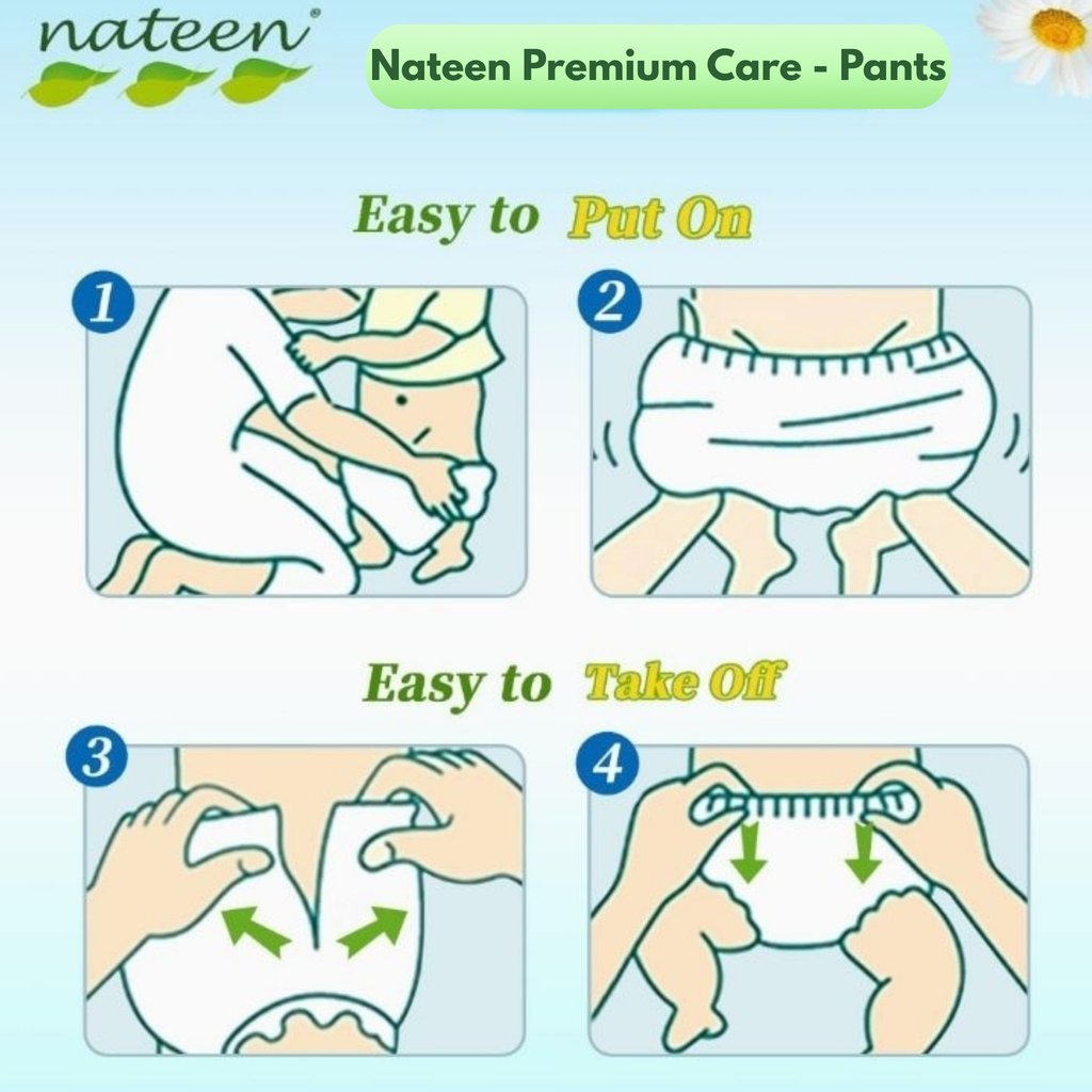 Nateen Premium Pants Diapers Medium (6–11 kg) – Soft & Protective, 20 pcs