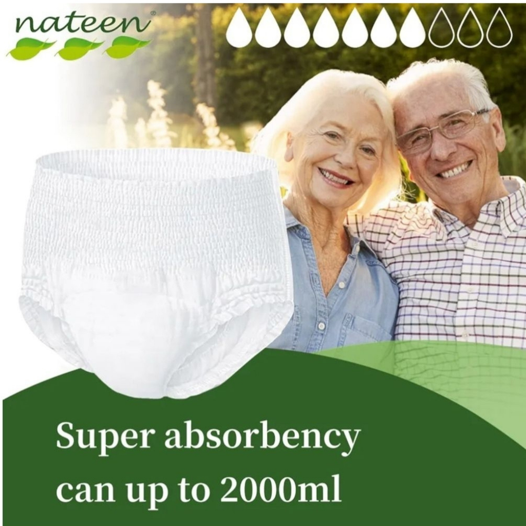 Nateen Basic Line Pull-Ups – Clothlike Backsheet, Wetness Indicator, Leak Guard & Elastic Waistband