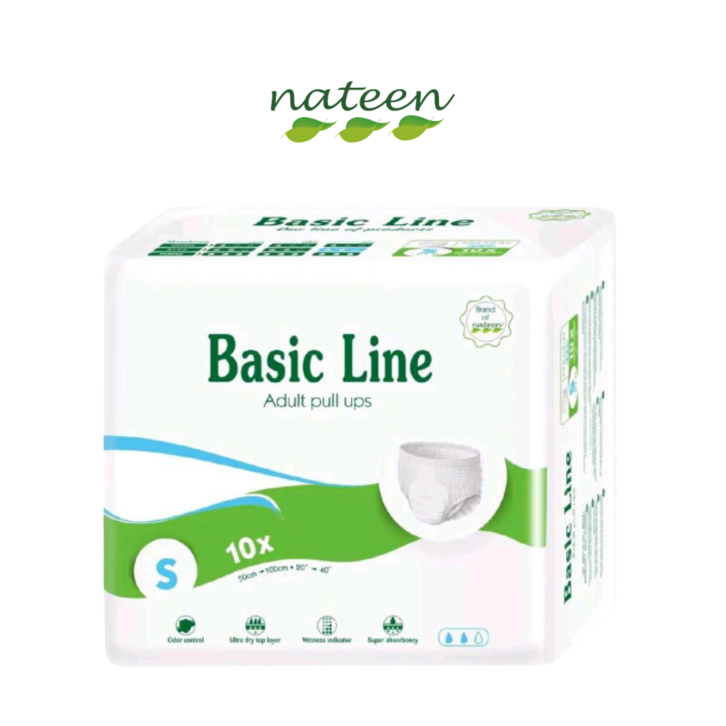 Nateen Basic Line Pull-Ups – Clothlike Backsheet, Wetness Indicator, Leak Guard & Elastic Waistband